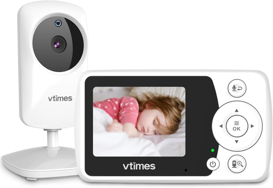 Baby Monitor with Camera and Audio, Video Baby Monitor No WiFi Night Vision 2.4" LCD Screen Portable Baby Camera Monitor Alarm Lullaby Temperature Sensor and 1000ft, Ideal for Baby/Elderly/Pet (2.4 Inches)