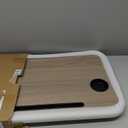 Foldable Lap Desk, Laptop Bed Desk, Portable Lap Table, Laptop Bed Table with Cup Holder & Tablet Slot & Lifting Handle for Working Writing Drawing & Eating - Gray Wood