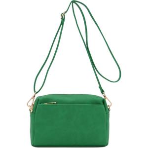 FashionPuzzle Triple Zip Small Crossbody Bag (Kelly Green)