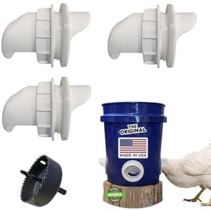 The Original Poultry Pro DIY Chicken Feeder | 3 Ports Poultry Feeders for Chicken Coop | Use for Buckets & Bins | Rain Proof, Weather Resistant - Original Feeder 3-Pack with Hole Saw