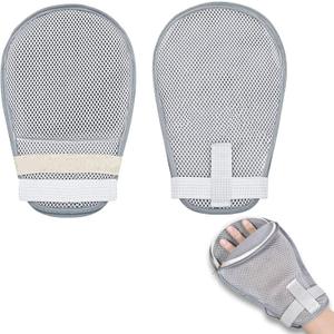 Dementia Restraint Gloves For Bedridden Patients, Dementia Products For Elderly, Hand Restraints (Grey)