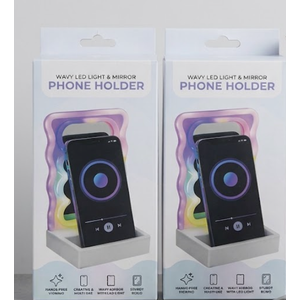 2 x Wavy LED Light & Mirror Phone Holder