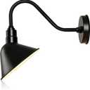 8 Inch Gooseneck Barn Sign Lights Outdoor, Black and White Angle Shade Outdoor Sign Lighting Fixture, Vintage Antique Farmhouse Style for Store Restaurant Porch Garage (8" Diameter, 1 PC)