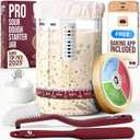 Superbaking Sourdough Starter Jar, Beginner Sourdough Starter Kit, 34oz Wide Mouth Sour Dough Glass Jar with Guides & Recipes, Sourdough Bread Baking Supplies, Sourdough Container Crock