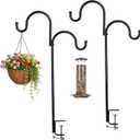 2 Pack 35 Inch Deck Railing Shepherd Hooks for Christmas Lights
Outdoor Lanterns & Wreaths, Double Arm Metal Hanging Pole with Adjustable Clamp for Porch, Patio, Balcony and Garden