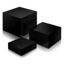 Yulejo Set of 3 Acrylic Display Risers Acrylic Boxes Acrylic Display Nesting Cubes 5 Sided with Hollow Bottoms Display Stand Shelf for Comestic Food Collectibles Jewelry Figures Show (Black)