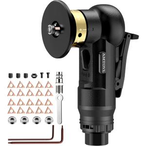 AMTOVL Pneumatic Chamfering Tool - Mini Air Chamfer Tool with 10 C-Angle & 10 R-Angle Blades, 45 30000 RPM Chamfering Tool for Metal and Wood with 1/4" Air Inlet