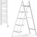 5-Step Folding Ladder, Heavy Duty Ladders for Home & Kitchen, Folding Ladder Easy to Store, Tall Ladder for Adults, Anti-Slip & Space-Saving Step Ladder, 330 Lbs Capacity, White