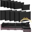 Patelai 11 Pcs Waterproof Patio Cushion Covers for Outdoor Sectional Furniture Wicker Rattan Patio Sofa Couch Chair Seat Pillow Slipcovers, 3 Sizes Covers Only (25.4 x 25.4X 3.54,Black)