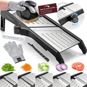 Gramercy Mandoline Food Slicer, Vegetable Cutter, Potato Slicer, Mandolin for Kitchen, Veggie Cutter, Cucumber Tool - Comes with One Pair Cut-Resistant Gloves