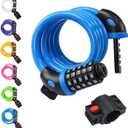 NDakter Bike Lock, 4/5.6 Feet Bicycle Cable, High Security 5 Digit Resettable Combination Coiling Bicycle Lock, Heavy Duty Anti Theft Cable with Mounting Bracket, 1/2 Inch Diameter (12mm) (Blue)
