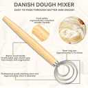 Danish Dough Whisk - Bread Whisk Set of 3 pieces, Bread Making Tools and Supplies, Danish Sourdough Whisks, Dutch Whisks for Dough, With Dough Scraper Sourdough Cutter, Lame Doughs Scoring Tool Blades