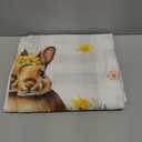 Easter Tablecloth 60x84 Inch Rectangular, Gingham Watercolor Rabbit Daffodil Basket Gold Trim Eggs Washable Stain-Resistant Table Cover for Party Picnic Dinner Spring Decor