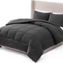 UGG Full/Queen Comforter Set with 2 Pillow Shams, Lightweight Down Alternative Blanket, Reversible Cozy Warm All Season Washable, Hypoallergenic Bedding Set, Charcoal Grey (Leonora)