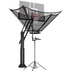 Basketball Rebounder Return Machine with 180° Rotating Track Adjustable Height Return Attachment Heavy Duty Shooting Trainer Rebounder Net Return System for Solo Practice & Efficient Training
