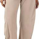 SeekMe Women's Cotton Linen Pants Barrel Leg Palazzo Elastic Waist Casual Capri for Beach Vacation (Beige, L)