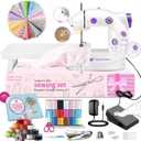 Mini Sewing Machine for Beginners-Maquina de Coser, Easy Automatic Sewing Machine with Extension Table, Household Electric Portable Sewing Tool with Sewing Kit, Small, for All Age, Kids or Adults