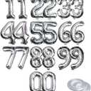 [20 Pcs] 16" Silver Foil Number Balloons (2 sets of 0-9) - Mylar Aluminum Hanging Decorations for Graduation, Birthday, Christmas & New Year's Eve Parties