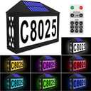 Solar House Numbers, Lighted Solar Address Number with Remote Control, Waterproof RGBW Color Changing, Address Sign Solar Powered for Street Yard Home Mailbox