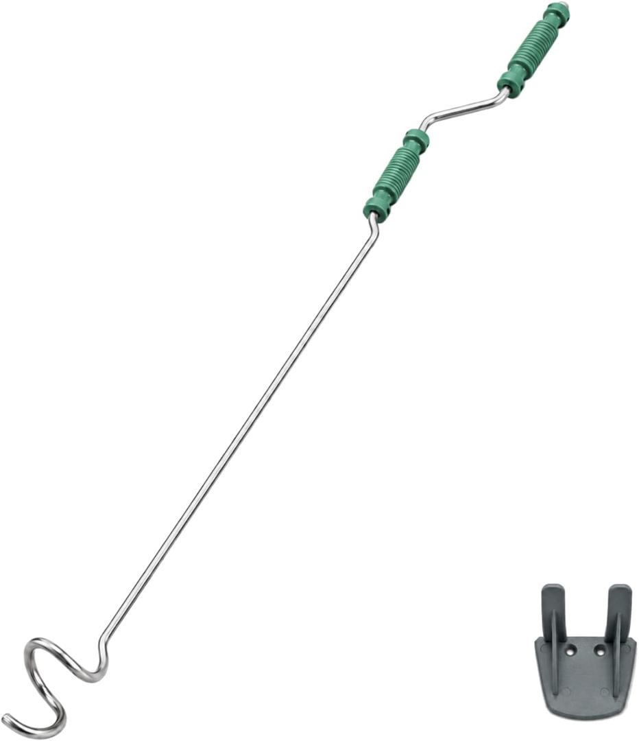 46.5" Compost Aerator Tool, Manual Compost Turner, No Assembly Stainless Steel Compost Stirring Tool for Compost Bins, Outdoor Compost Piles & Backyard Composting, Wall Mount Hook