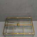 ELLDOO 5 Slots Clear Glass Storage Box, Gold Jewelry Makeup Display Organizer Case, Decorative Tower Box Storage for Trinket Perfume Lipstick Figure Statue Toy Display