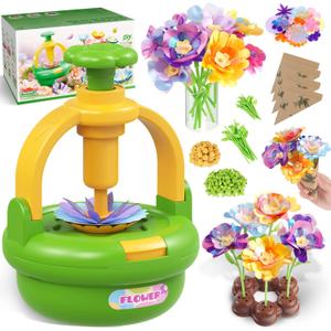 Arts and Crafts Kit for Kids Ages 4-8, Flower Bouquet Toys,DIY Flower Market Toys,Build Your Flower Bouquet,Educational Christmas Birthday Easter Gifts for 3 4 5 6 7 8 9 Year Old Girls (CA Green)