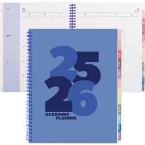 Rileys Academic Planner 2025-2026, Daily, Weekly & Monthly Planner, July 2025 - June 2026, Student Notes Pages, Twin-Wire Binding, Weekly Agenda for School & Work (8.5 x 11-Inches, Blue, Chunky)