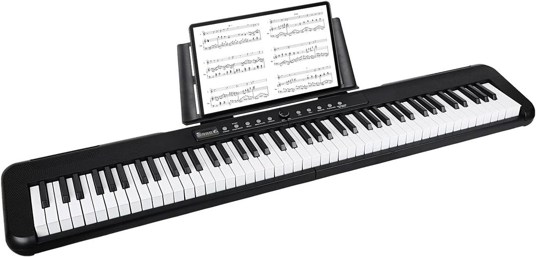 88 Key Digital Piano, Semi Weighted Electronic Keyboard Piano with Music Stand, Power Supply,Bluetooth, MIDI, for Beginner Professional at Home, Stage (Black)