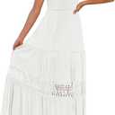 ZESICA Women's 2025 Summer Bohemian Strapless Off Shoulder Lace Trim Backless Flowy A Line Beach Long Maxi Dress (White) XXL