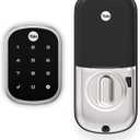 Yale | LiftMaster Smart Lock with Touchscreen Deadbolt- Works with myQ App & Key by Amazon in-Garage Delivery when paired with Smart Garage Hub (sold separately), Satin Nickel
