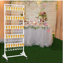 Champagne Wall Holder for Party Holder Up to 80 Cups, 5 Layer Movable Champagne Flute Holder Display, Metal Champagne Wall Stand, Drink Wall for Wedding, Bar Decor White 26"D x 16.5"W x 63"H