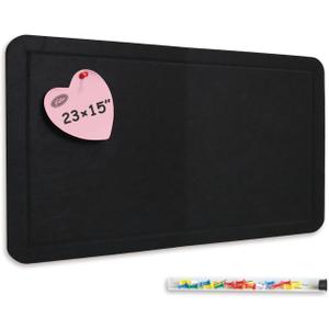 Felt Wall Poster, 23"x15" Photo Board, with 1 Box of 20 Push Pins (Color Random) for Classroom Dorm Wall Decor - Black