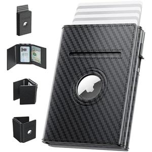 pocrsret Airtag Wallet for Men, Smart Wallet for Men, Mens Wallet with Airtag Holder, Apple Airtag Wallet, RFID Blocking, 10+ Card Capacity,Minimalist Wallet (Carbon Fiber)