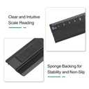 HARFINGTON 2pcs Cutting Rulers 30cm Metric Aluminum Alloy Straight Ruler Thickening Frosted Measure Ruler with Non-Slip Sponge Backing for Architects Artists Designers Classroom Office, Black