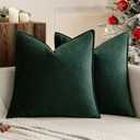 MIULEE Pack of 2 Christmas Decorative Velvet Throw Pillow Cover Soft Army Green Pillow Cover Solid Square Cushion Case for Winter Sofa Bedroom Car 18x 18 Inch 45x 45cm