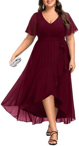 Talisea Womens Plus Size Long Dress Chiffon High Low Split Ruffle Evening Bridesmaid Wedding Guest Formal Maxi Dresses 24 W