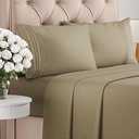 King Size 4 Piece Sheet Set - Comfy Breathable & Cooling Bed Sheets Set - Hotel Luxury Bedding for Women, Men, Kids, Teens, Boys & Girls - Deep Pockets, Ultra-Soft and Wrinkle Free - Oeko-Tex - Khaki