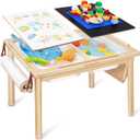 JOIN&JOY Sensory Tables for Toddler, Multi-Activity Table with Storage Bins, Double-Sided Lids, Indoor/Outdoor Kids Play Sand and Water Table, Birthday Gifts for Boys and Girls (Natur)