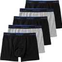INNERSY Boys Underwear Stretchy Cotton Soft Boxer Briefs for 6-18 Teen Boys Pack of 5 (Large, 3 Black +2 Grey)