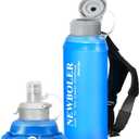 500ml Handheld Running Water Bottle Soft Flask, BPA-Free with Dust Cap, Adjustable Handstrap for Running & Walking (Blue)