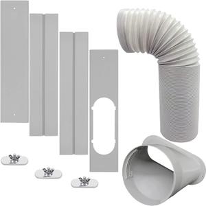 Portable AC Window Vent Kit with 5inch Hose 6pcs Window Seal Kit for Portable Air Conditioner, Adjustable Sliding Window Kit Plate for AC Unit AC Window Seal Suitable for 5/13 CM