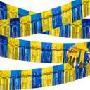 2 x 4 Packs Total 39 Ft Graduation Parade Floats for Trailer Car, Blue Gold Foil Fringe Garland Tinsel Streamers Banner Table Skirts for Graduation Homecoming Birthday Party (Royal Blue Gold)
