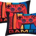 ADASMILE A & S Gaming Pillow Cases for Kids Standard Pillowcases Queen Size for Boys Game Controller Decorative Pillow Cover for Bedroom Decor Soft Microfiber Boys Gift 20"x30"