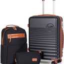 Carry On Luggage 22x14x9 Airline Approved, 20-inch Hard Shell Suitcases with Wheels, ABS Lightweight Carry on Suitcase with TSA Lock (Backpack Type, Black)