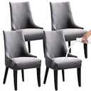 KELUINA Wingback Dining Chair Covers, Reusable Accent Chair Covers Slipcover with Arms, Remove Washable Dining Chair Protector Covers for Dining Room (Set of 4, Gray)