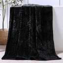 Whale Flotilla Flannel Fleece Throw Blanket for Couch, Soft Fluffy Velvet Sofa Blanket with Decorative Vintage Pattern for All Season, Warm and Lightweight, 50x60 Inch, Black