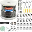 Shineyoo 1/8" Wire Rope Kit - Steel Wire, 100FT Turnbuckles for Cables, Vinyl Coated Stainless Steel Cable for Outdoor, Garden, Kitchen, Craft