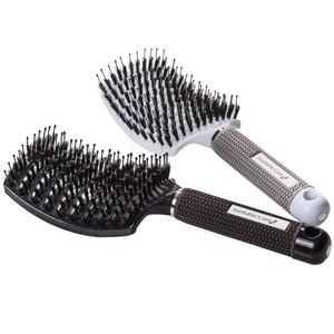 Boar Bristle Hair Brush set  Curved and Vented for Wet and Dry Detangling Hair Brush for Women Long, Thick, Thin, Curly & Tangled Hair Vent Brush - Stocking Stuffers Gift kit (Black & White)