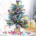 Vertintong 60 Pcs 1'' Colorful Opaque Glass Ball Ornament for Mini Christmas Tree Bulk Mini Christmas Tree Decoration Tiny Hanging Small Multicolor Hand Made Ball Pendant for Home Decor(Bright Color)