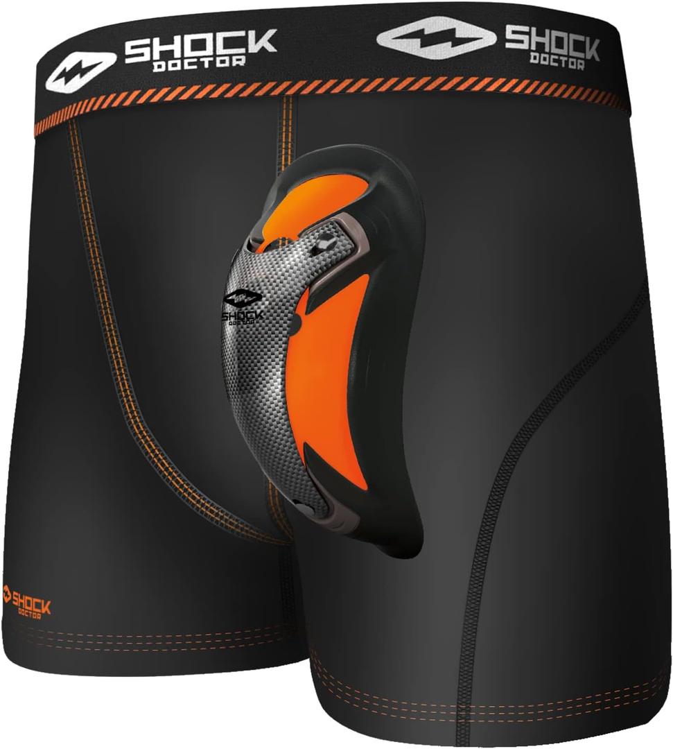 Shock Doctor Men's Ultra Pro Boxer Compression Short With Ultra Cup, Moisture Wicking Vented Protection, Adult Sizes (Large, Black)